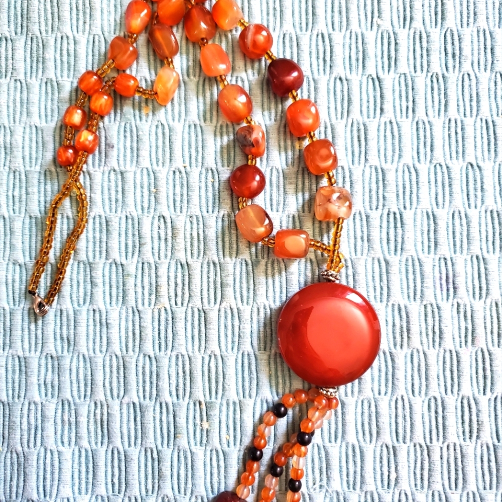 Heavy real stone long vintage maala